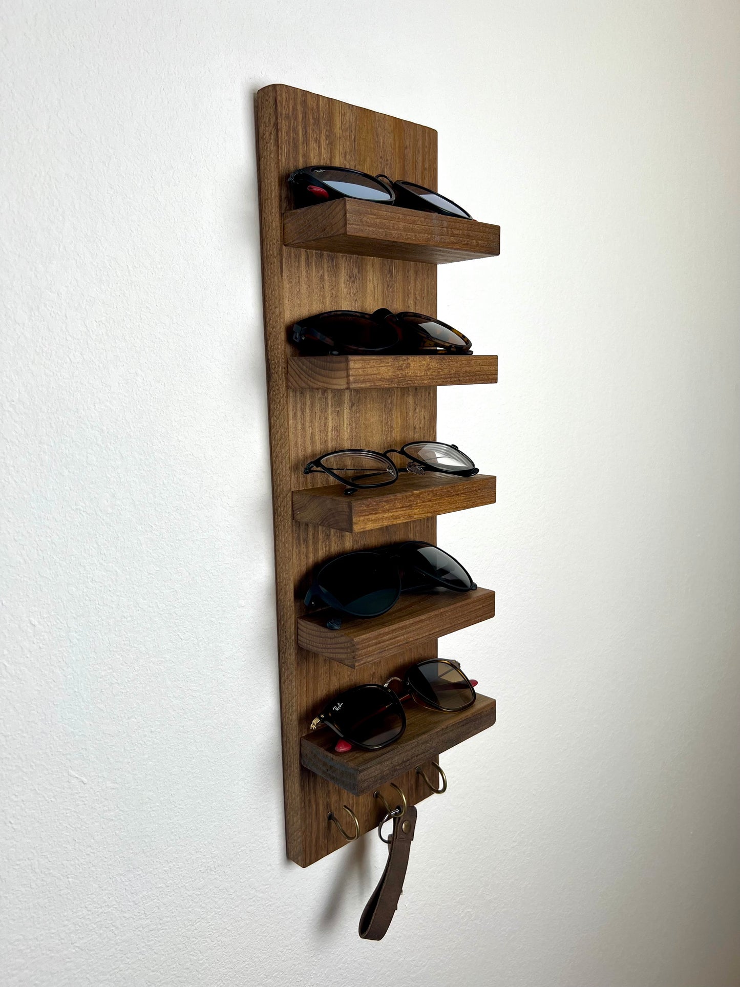 Floating Sunglasses Shelf with Key Hooks