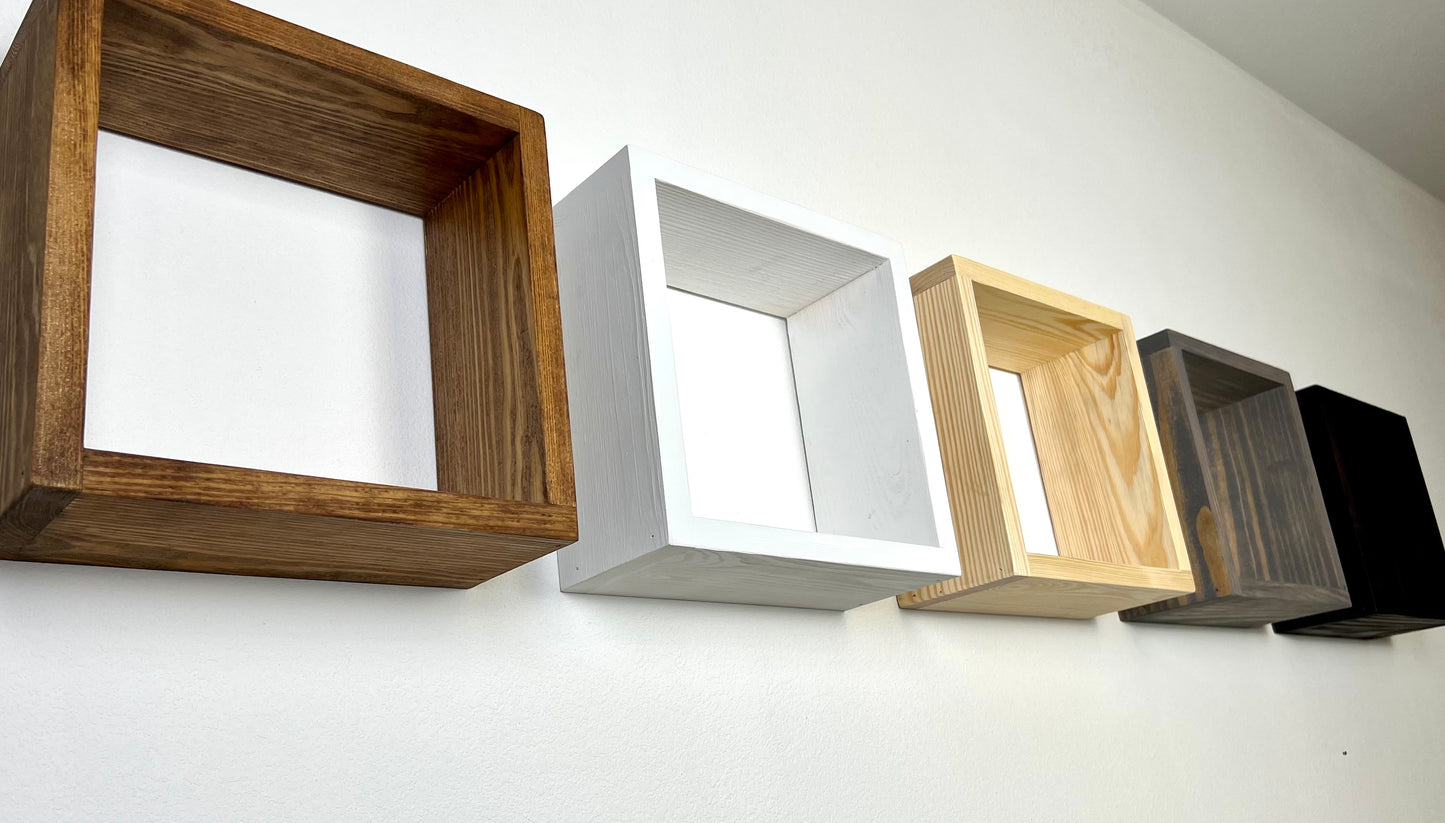 Pine Floating Cube Shelf | Large