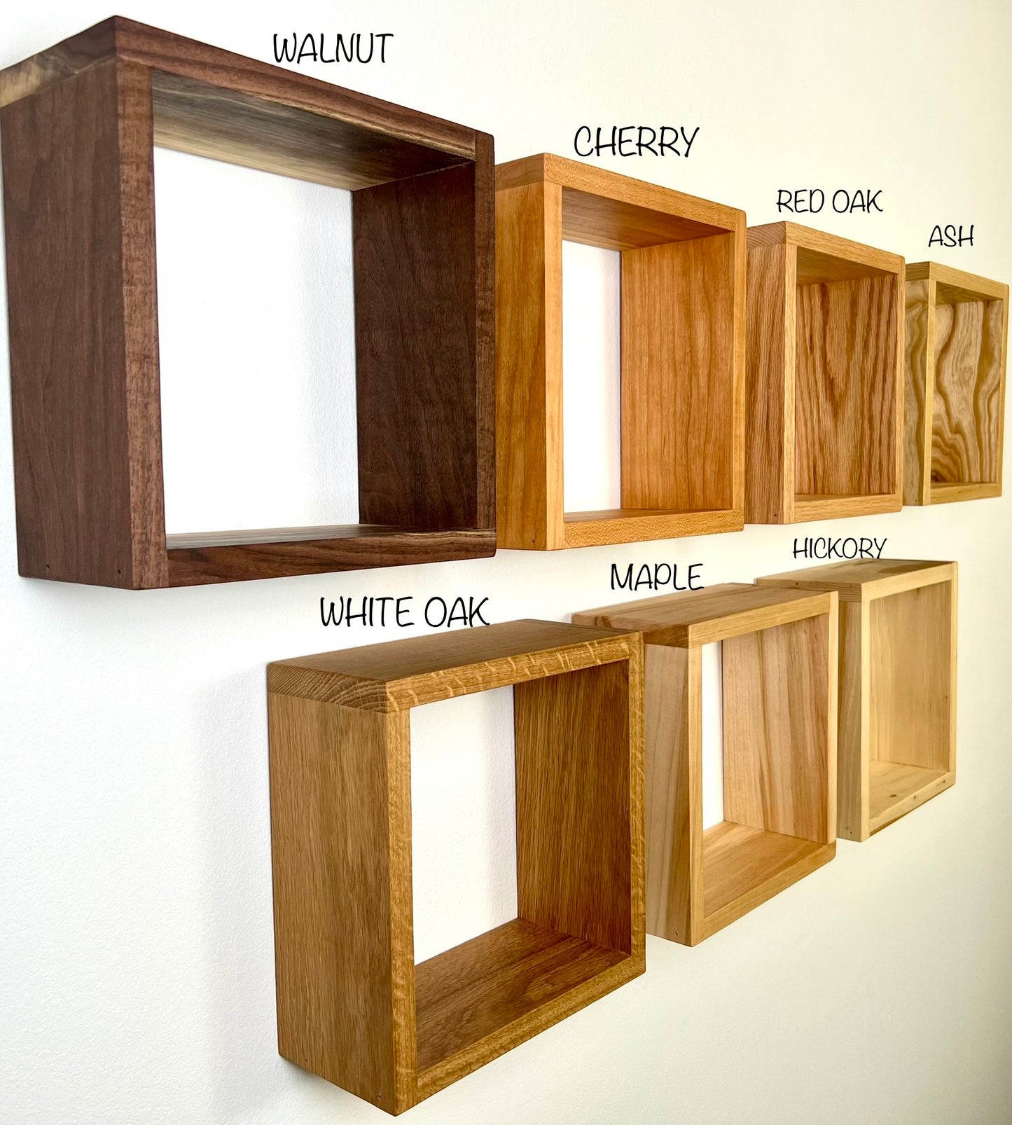 Hardwood Floating Cube Shelf