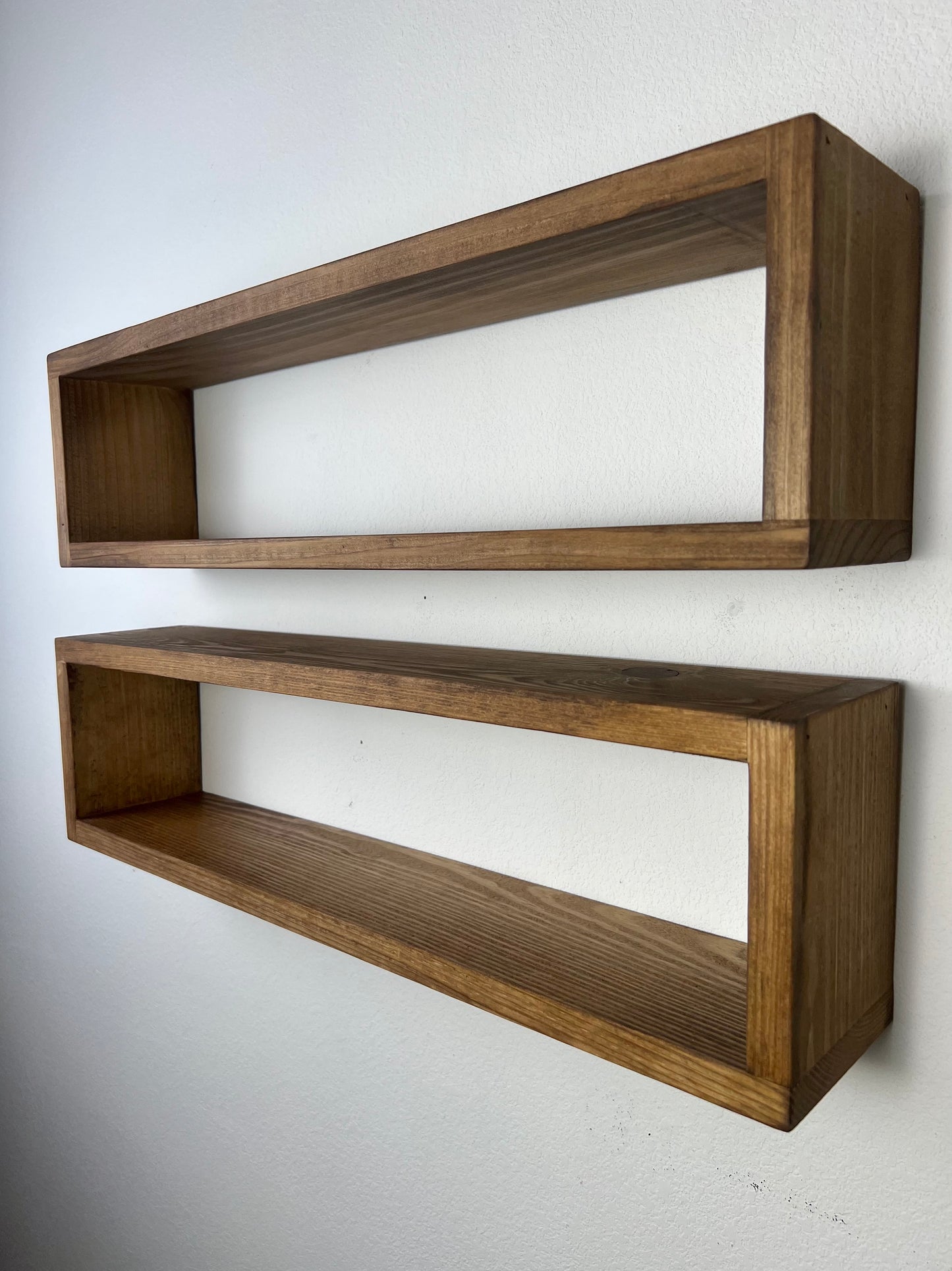 Pine Floating Rectangle Shelf | Single