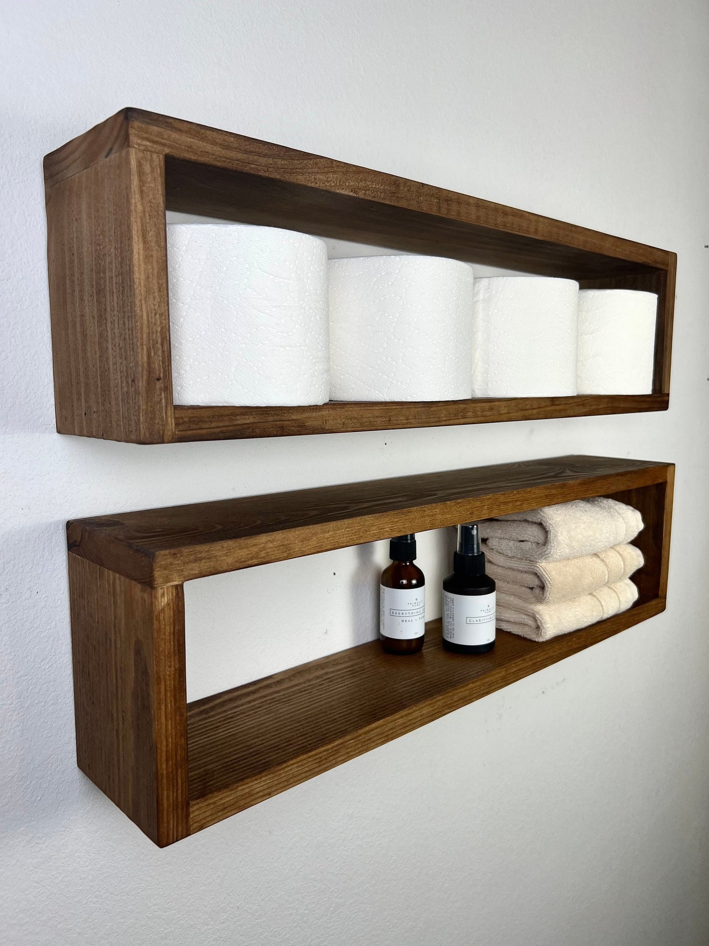 Pine Floating Rectangle Shelf | Single