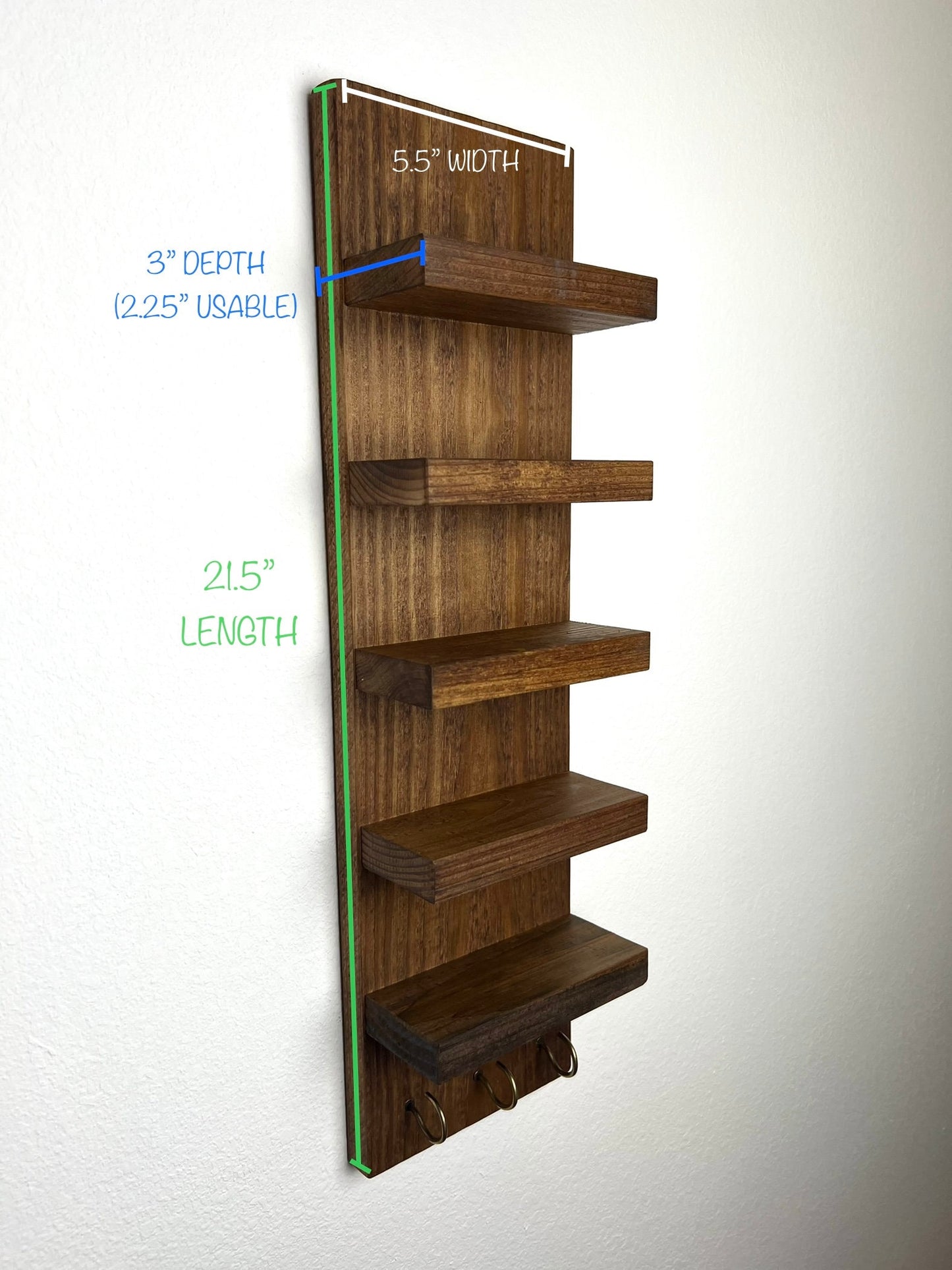 Floating Sunglasses Shelf with Key Hooks