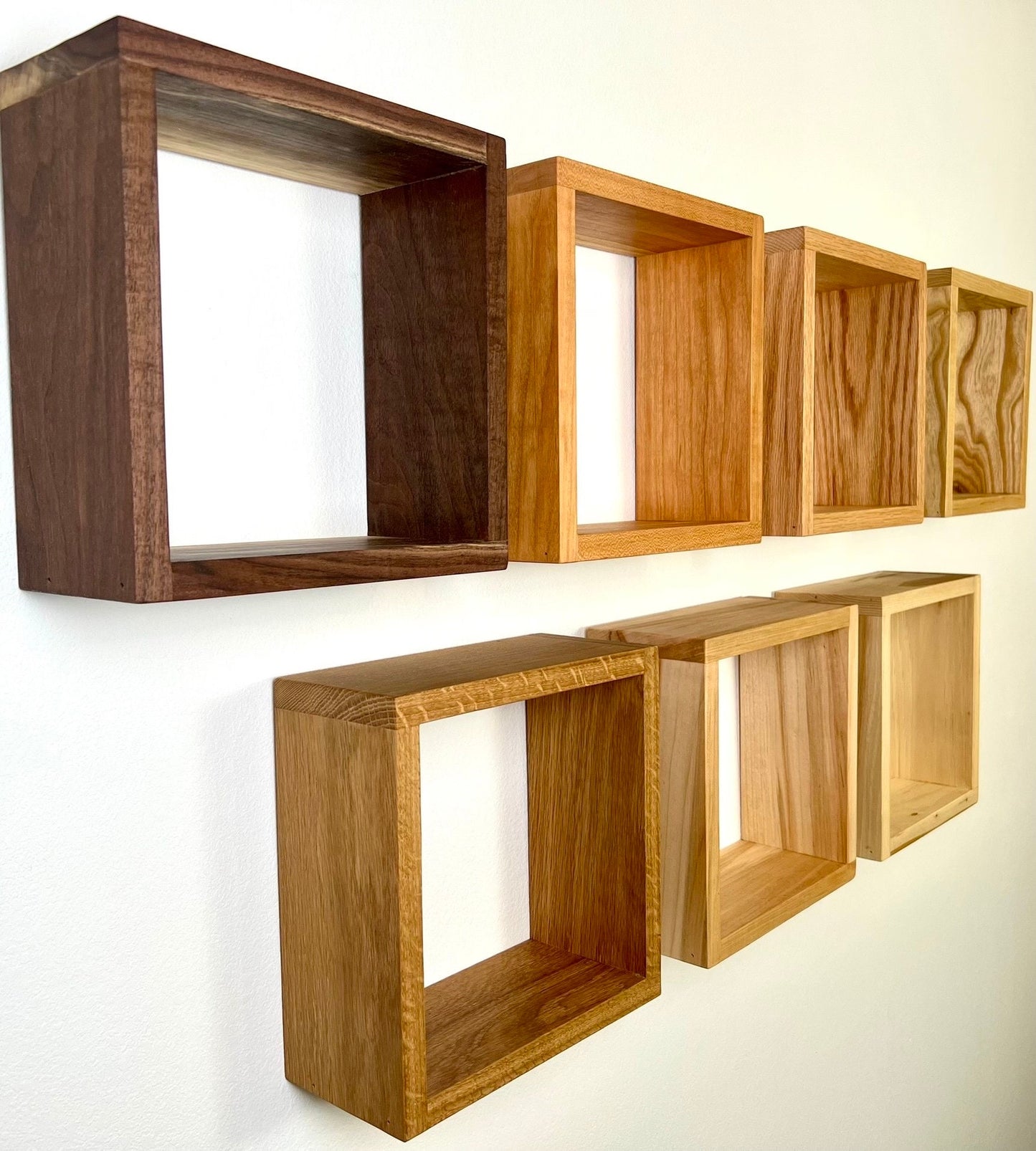 Hardwood Floating Cube Shelf