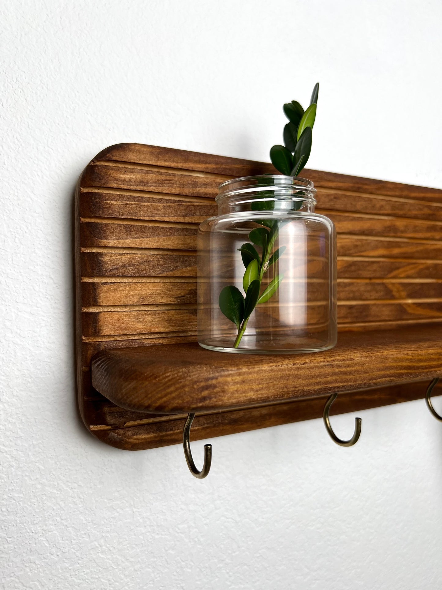 Rounded Pine Entryway Organizer