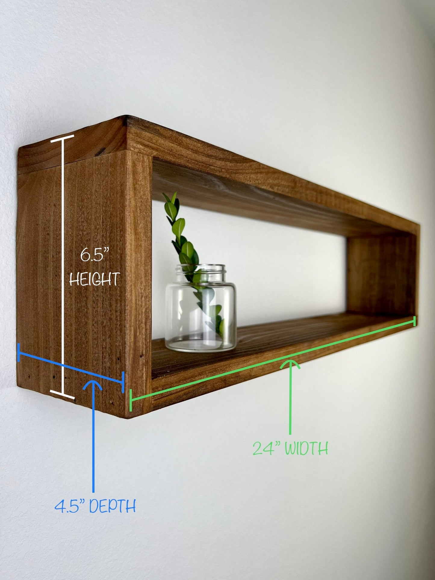 Pine Floating Rectangle Shelf | Single