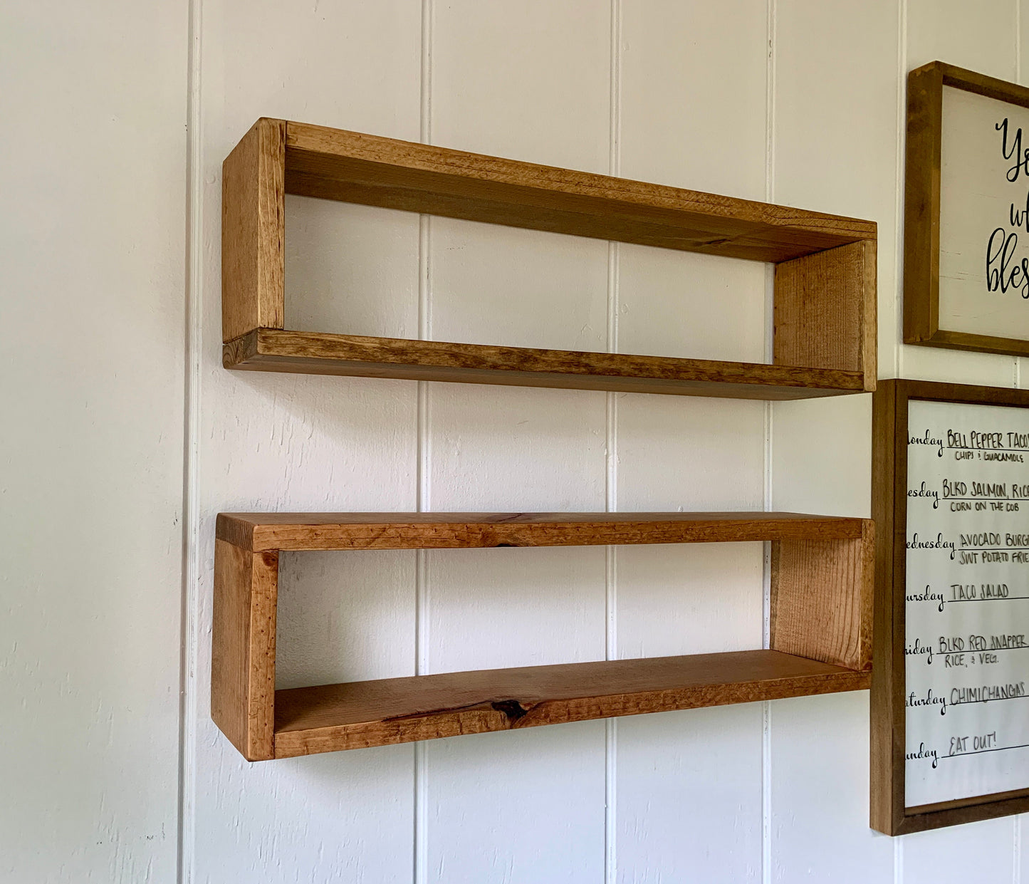 Pine Floating Rectangle Shelf | Single