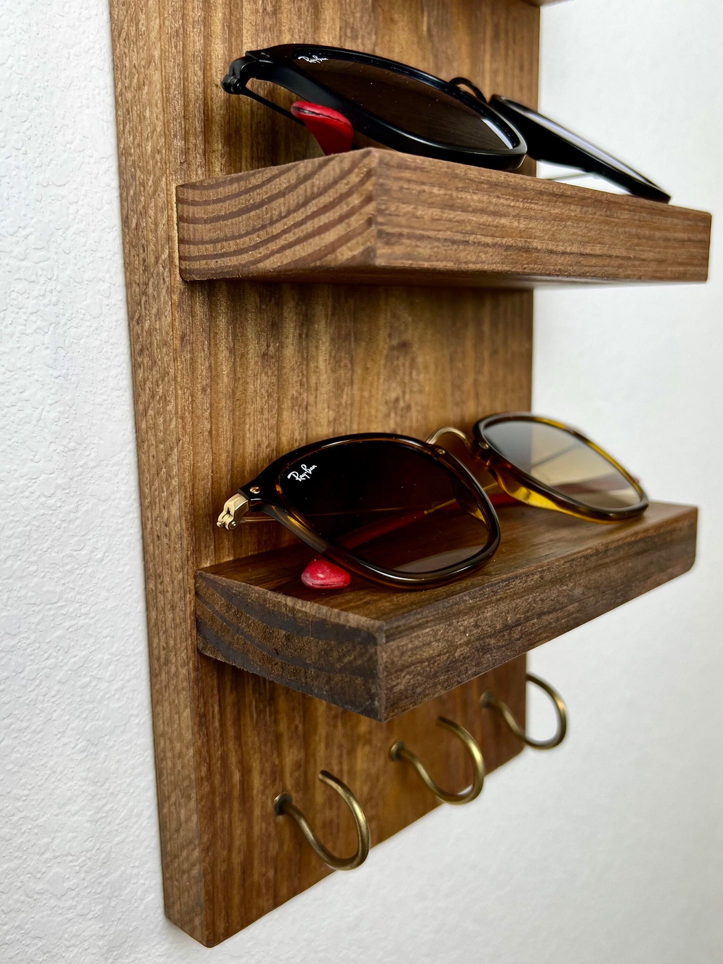 Floating Sunglasses Shelf with Key Hooks