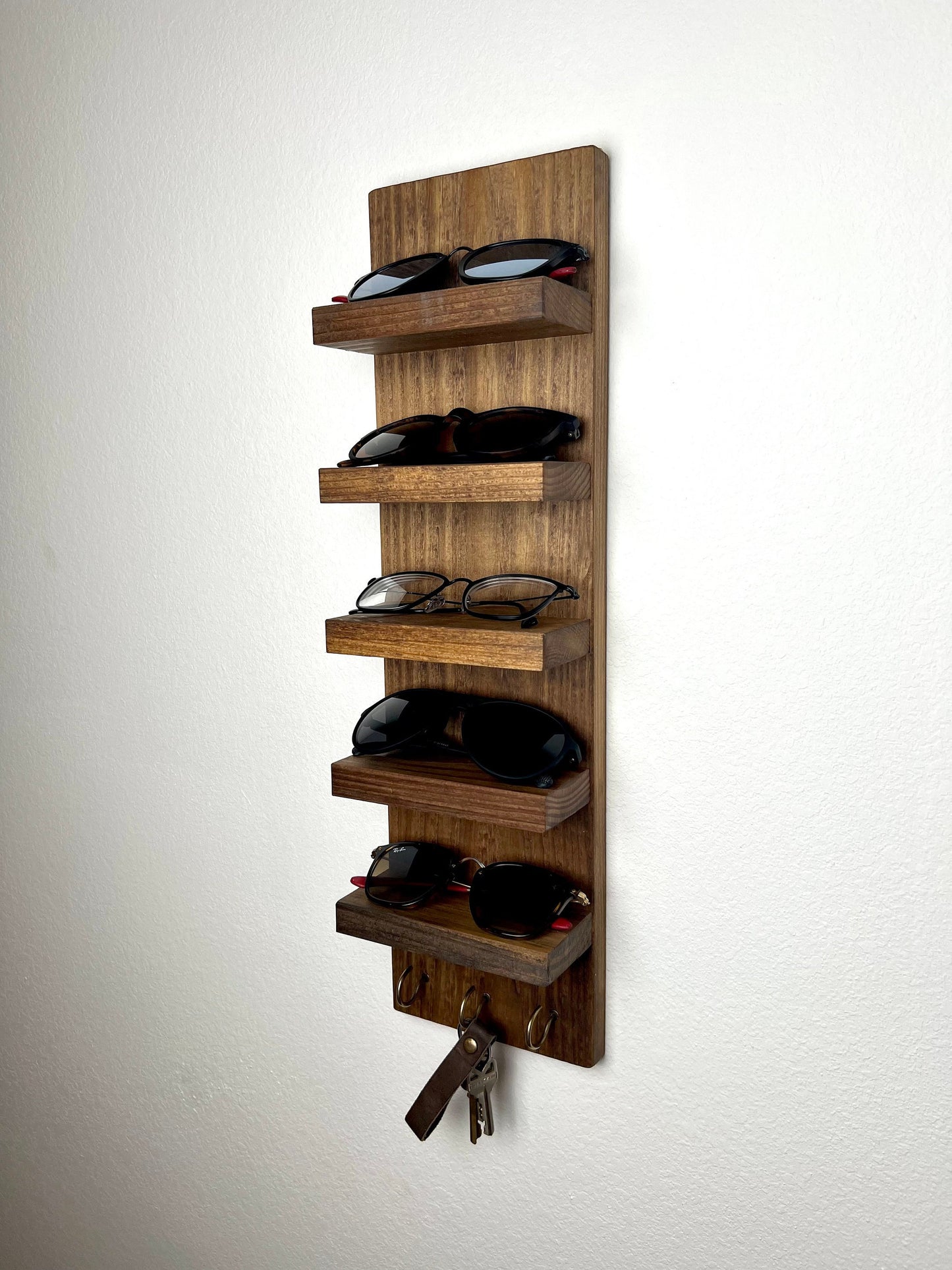 Floating Sunglasses Shelf with Key Hooks