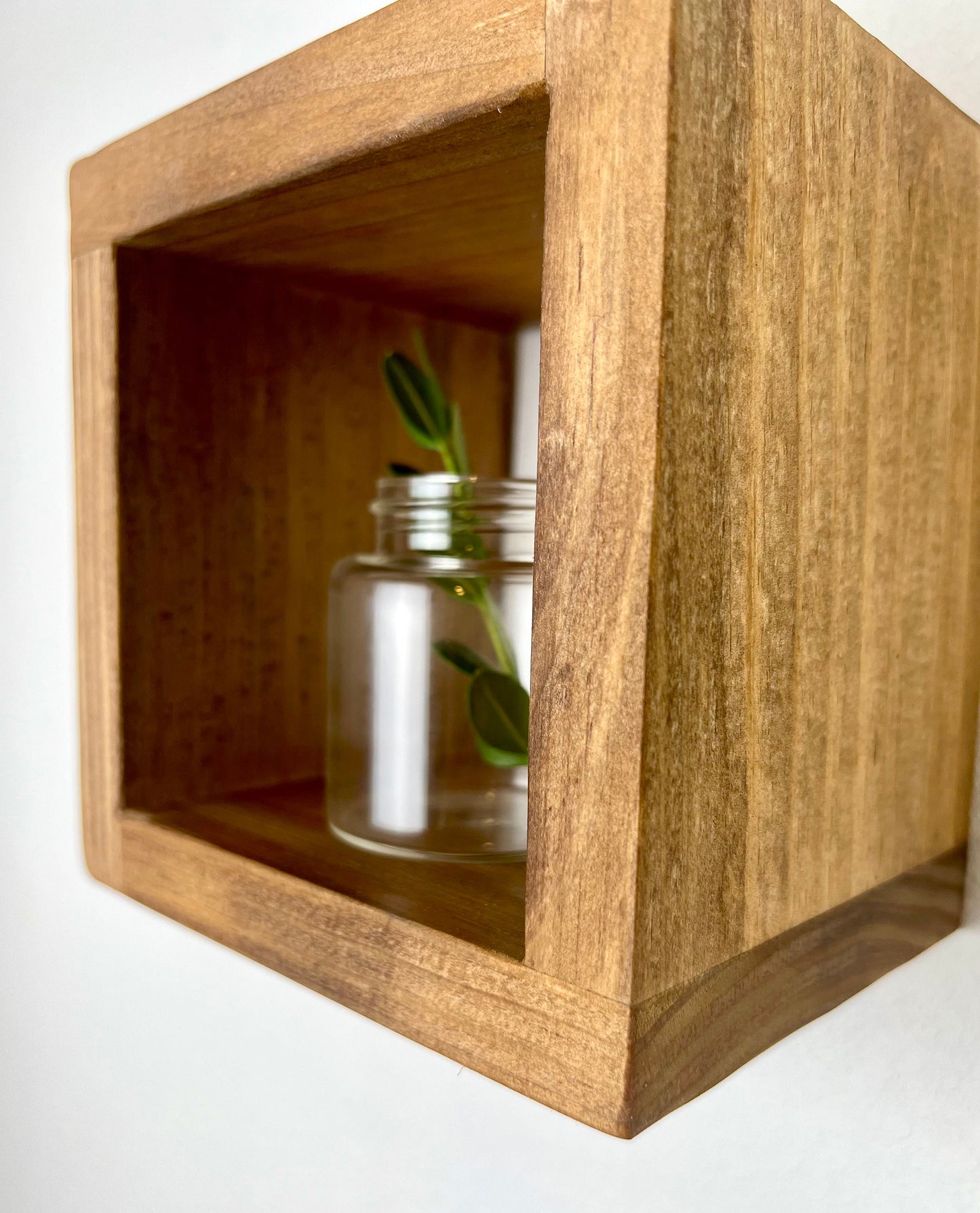 Pine Floating Cube Shelf | Small