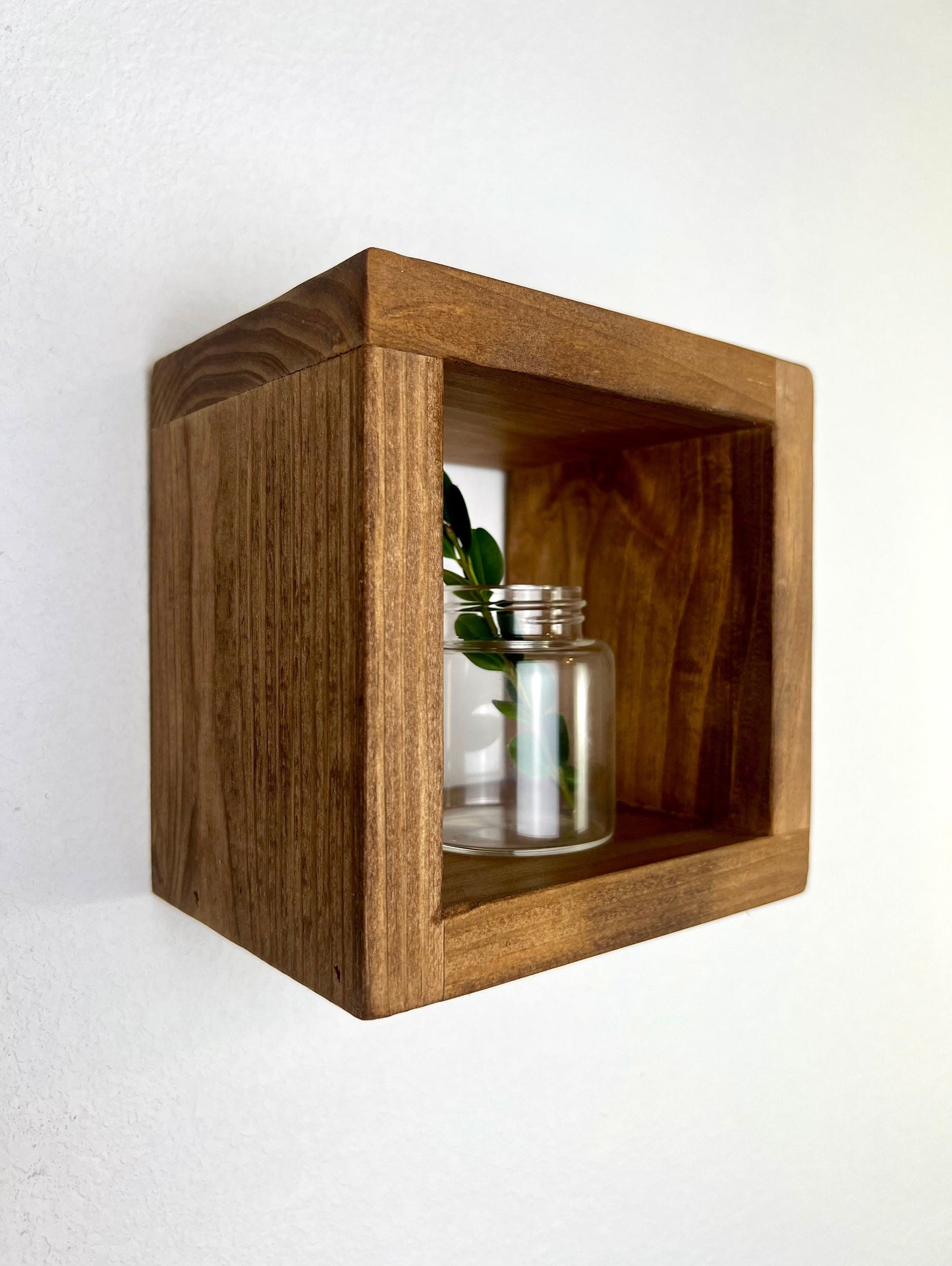 Pine Floating Cube Shelf | Small