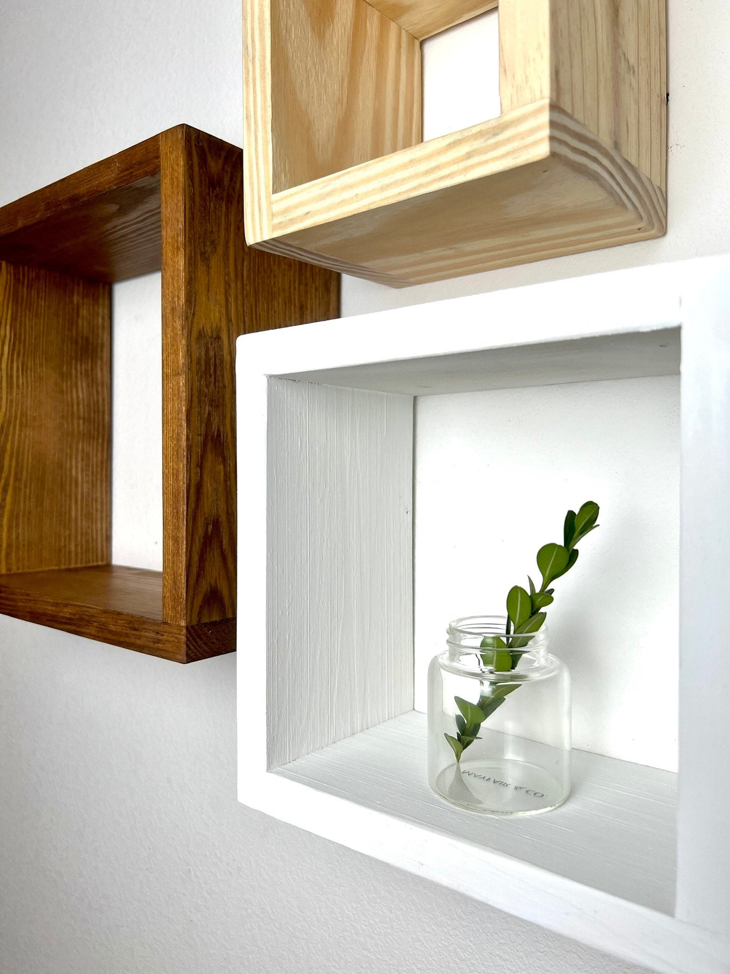 Pine Floating Cube Shelves | Set of 3