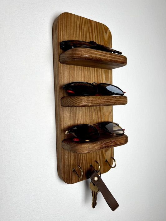 Rounded Sunglasses Shelf with Key Hooks